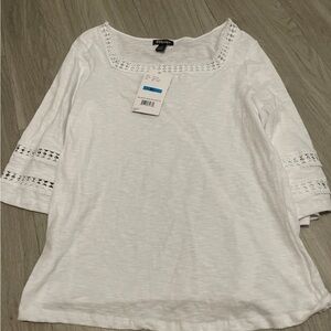 Elegant White Crochet Trim Blouse